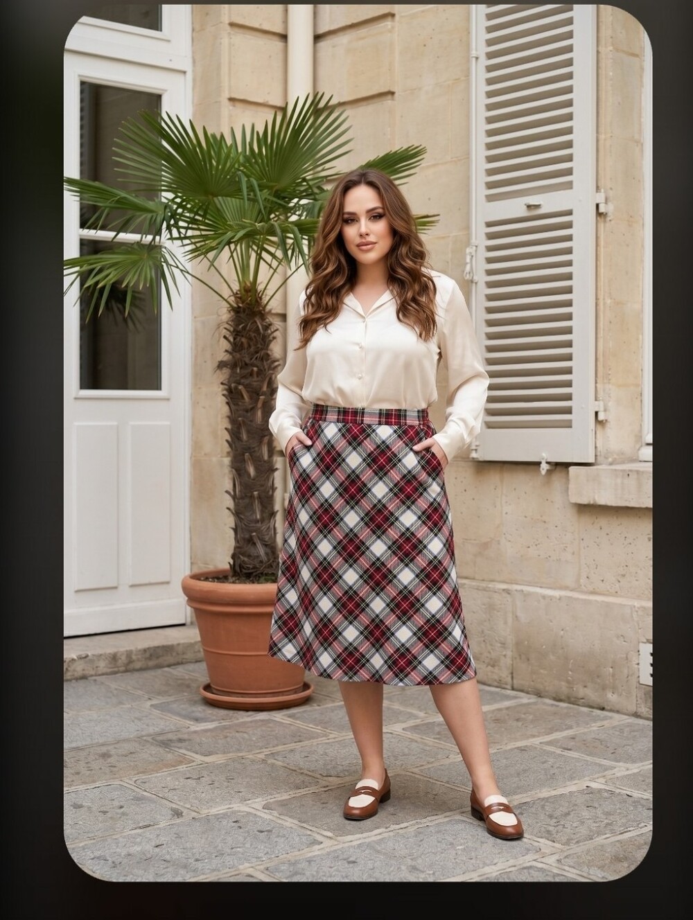 Laura Scott Plaid A-Line Skirt Size 18